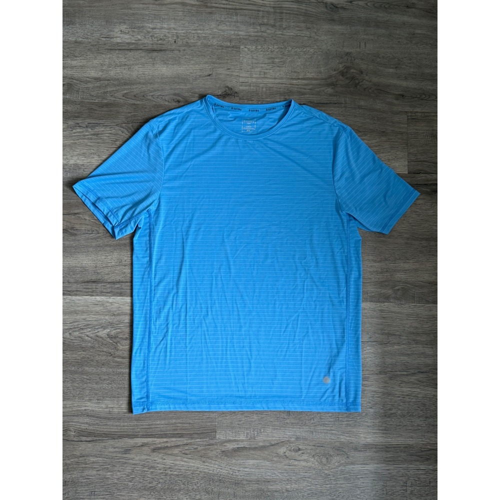 Soybu Focus Mens‎ Blue Striped Performance T-Shirt Short Sleeve Size Medium